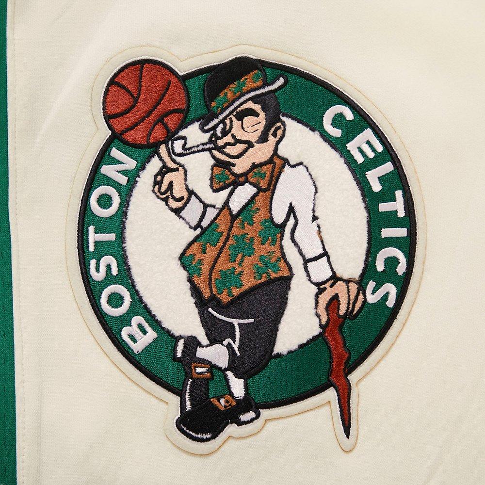 Pro Standard Men's NBA Boston Celtics Retro Classic Double Knit Shorts -Eggshell/Kelly Green - EGGSHELL/KELLY GREEN Thumbnail View 8