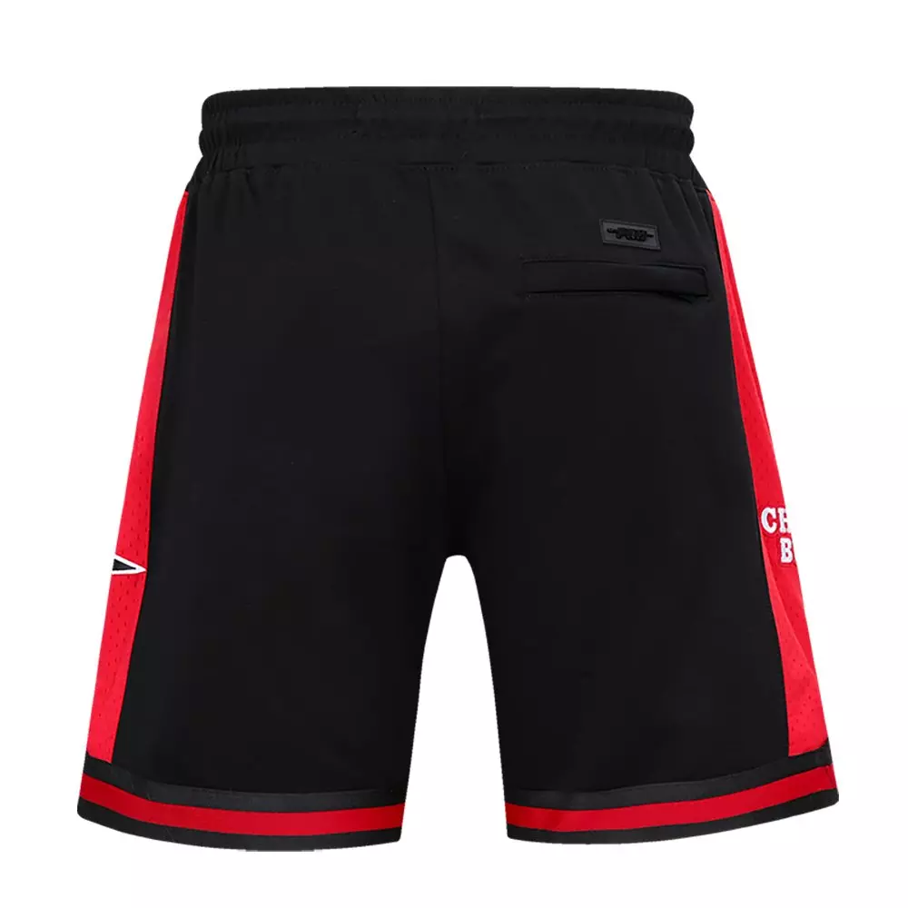 Pro Standard Men's NBA Chicago Bulls Retro Classic Double Knit Shorts -Black/Red - BLACK/RED
