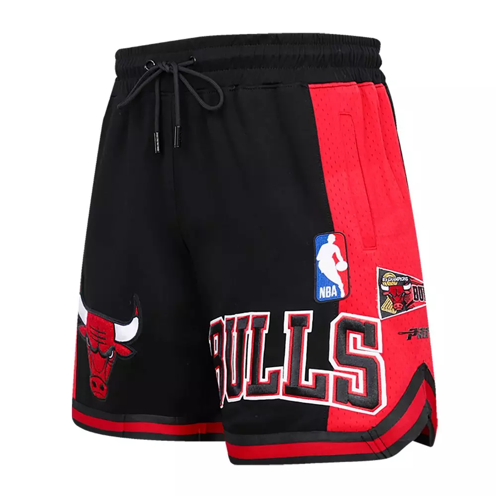 Pro Standard Men's NBA Chicago Bulls Retro Classic Double Knit Shorts -Black/Red - BLACK/RED
