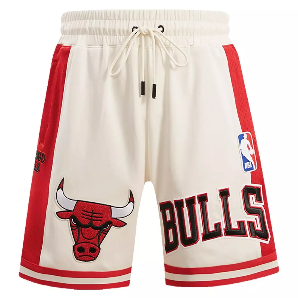 Pro Standard Men's NBA Chicago Bulls Retro Classic Double Knit Shorts -Eggshell/Red - EGGSHELL/RED