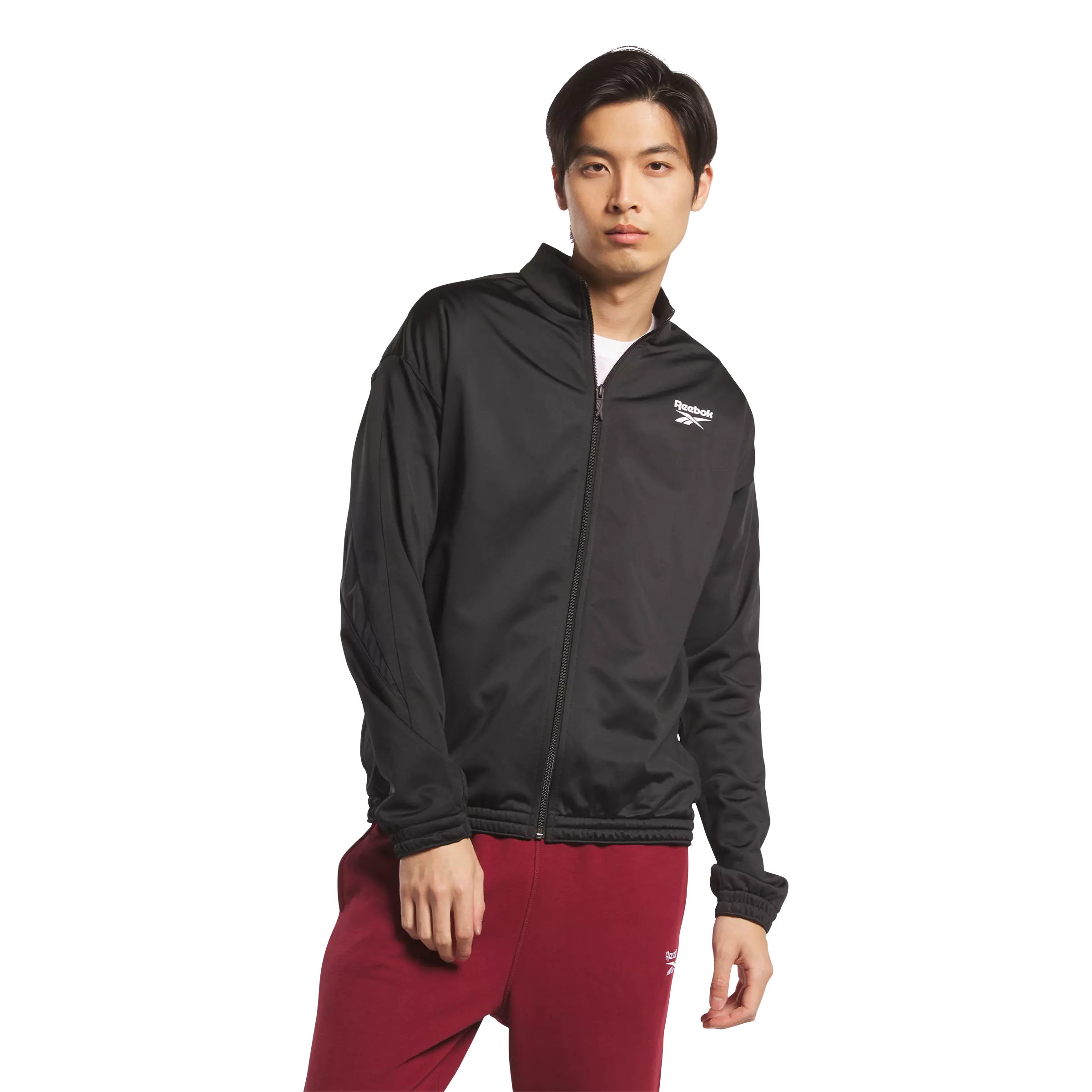 Reebok Men's Vector Knit Track Jacket - Black - BLACK