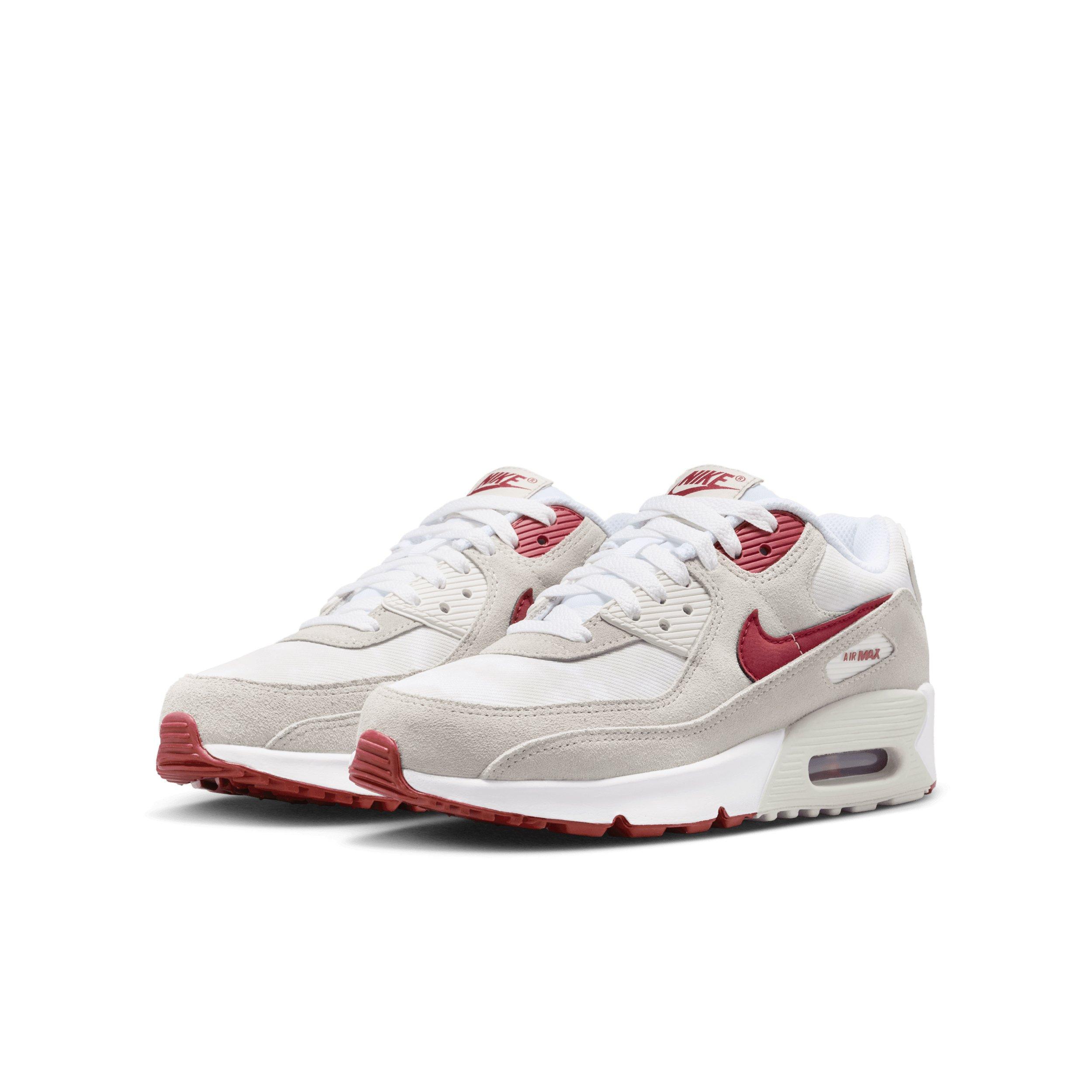 Nike Air Max 90 SE "White/Light Bone/Summit White/Team Crimson" Grade School Boys' Shoe - WHITE/LT BONE/WHITE/CRIMSON Thumbnail View 3
