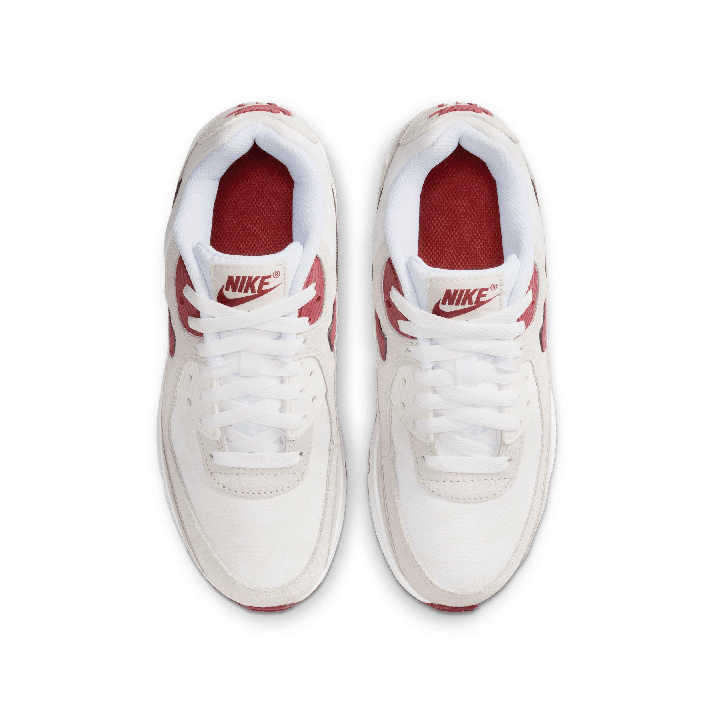 Nike Air Max 90 SE "White/Light Bone/Summit White/Team Crimson" Grade School Boys' Shoe - WHITE/LT BONE/WHITE/CRIMSON Thumbnail View 4