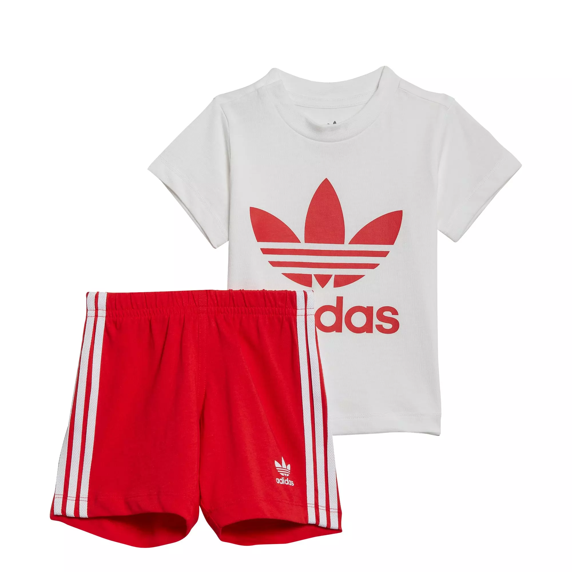 adidas Originals Toddler Trefoil Shorts Tee Set-White/Red - WHITE