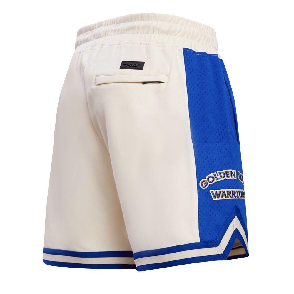 Pro Standard Men's NBA Golden State Warriors Retro Classic Double Knit Shorts - Eggshell/Royal - EGGSHELL/ROYAL BLUE Thumbnail View 4