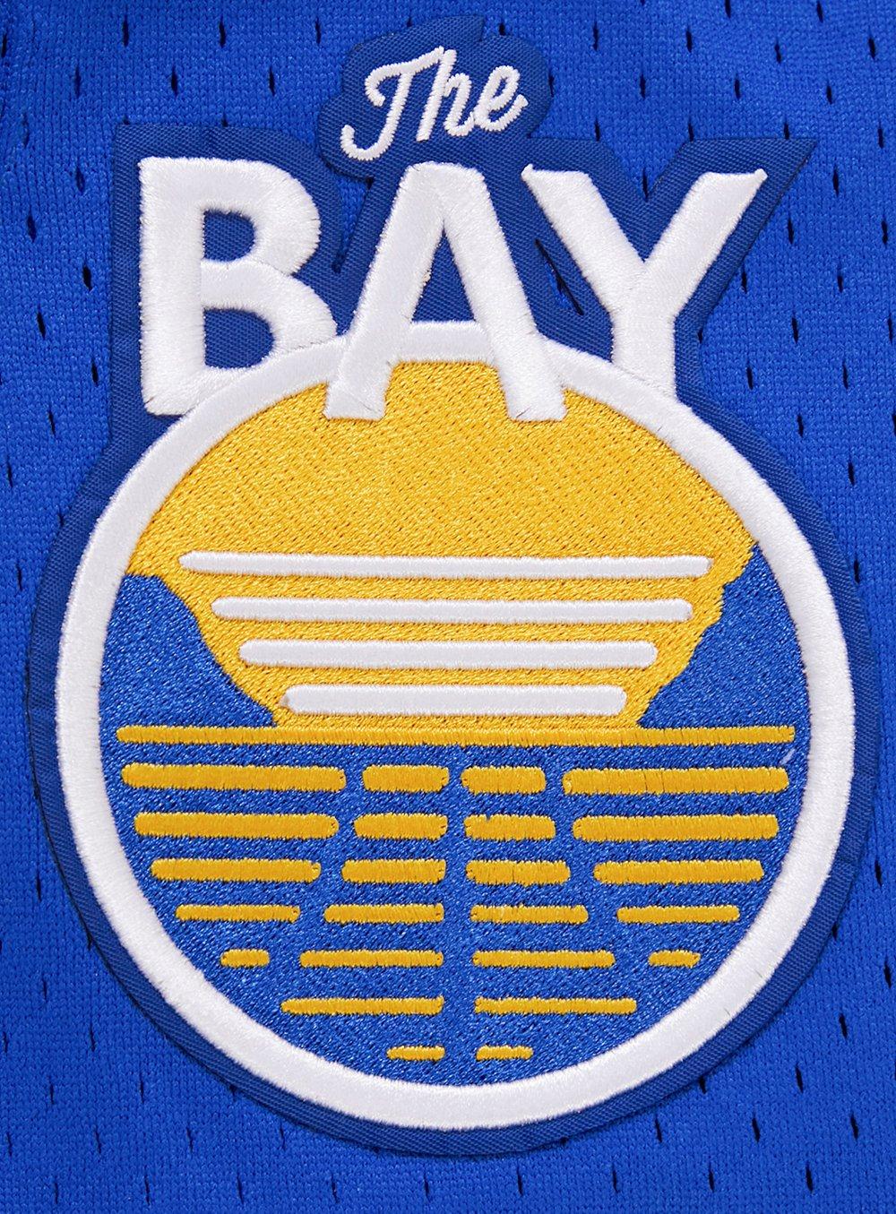 Pro Standard Men's NBA Golden State Warriors Retro Classic Double Knit Shorts -Eggshell/Royal - EGGSHELL/ROYAL BLUE Thumbnail View 5