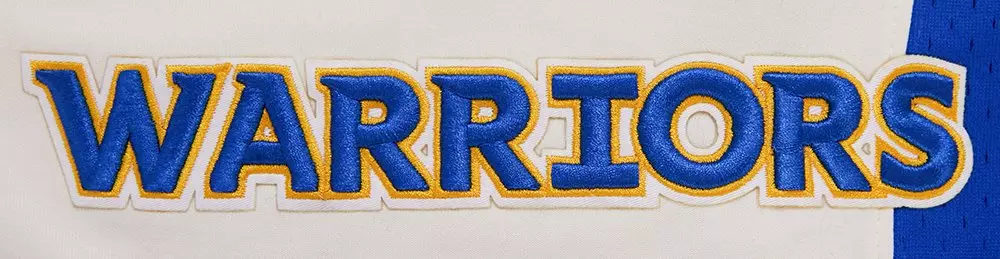 Pro Standard Men's NBA Golden State Warriors Retro Classic Double Knit Shorts - Eggshell/Royal - EGGSHELL/ROYAL BLUE