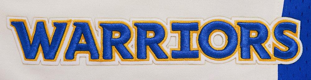 Pro Standard Men's NBA Golden State Warriors Retro Classic Double Knit Shorts -Eggshell/Royal - EGGSHELL/ROYAL BLUE Thumbnail View 6