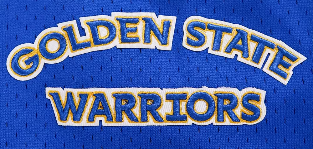 Pro Standard Men's NBA Golden State Warriors Retro Classic Double Knit Shorts -Eggshell/Royal - EGGSHELL/ROYAL BLUE