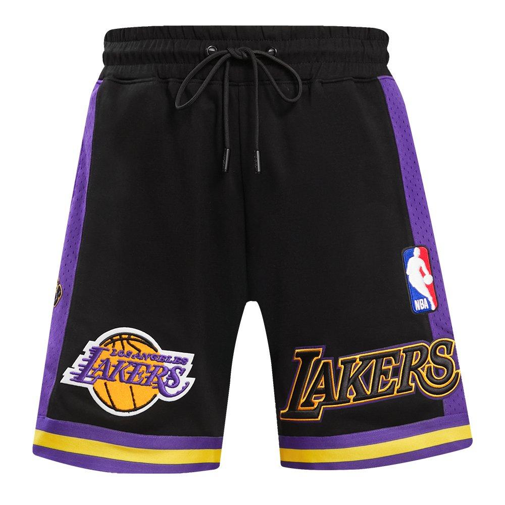 Pro Standard Men's NBA Los Angeles Lakers Retro Classic Double Knit Shorts - Black/Purple/Yellow - BLACK/PURPLE/YELLOW Thumbnail View 1