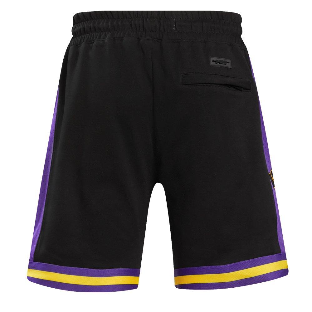 Pro Standard Men's NBA Los Angeles Lakers Retro Classic Double Knit Shorts - Black/Purple/Yellow - BLACK/PURPLE/YELLOW Thumbnail View 2