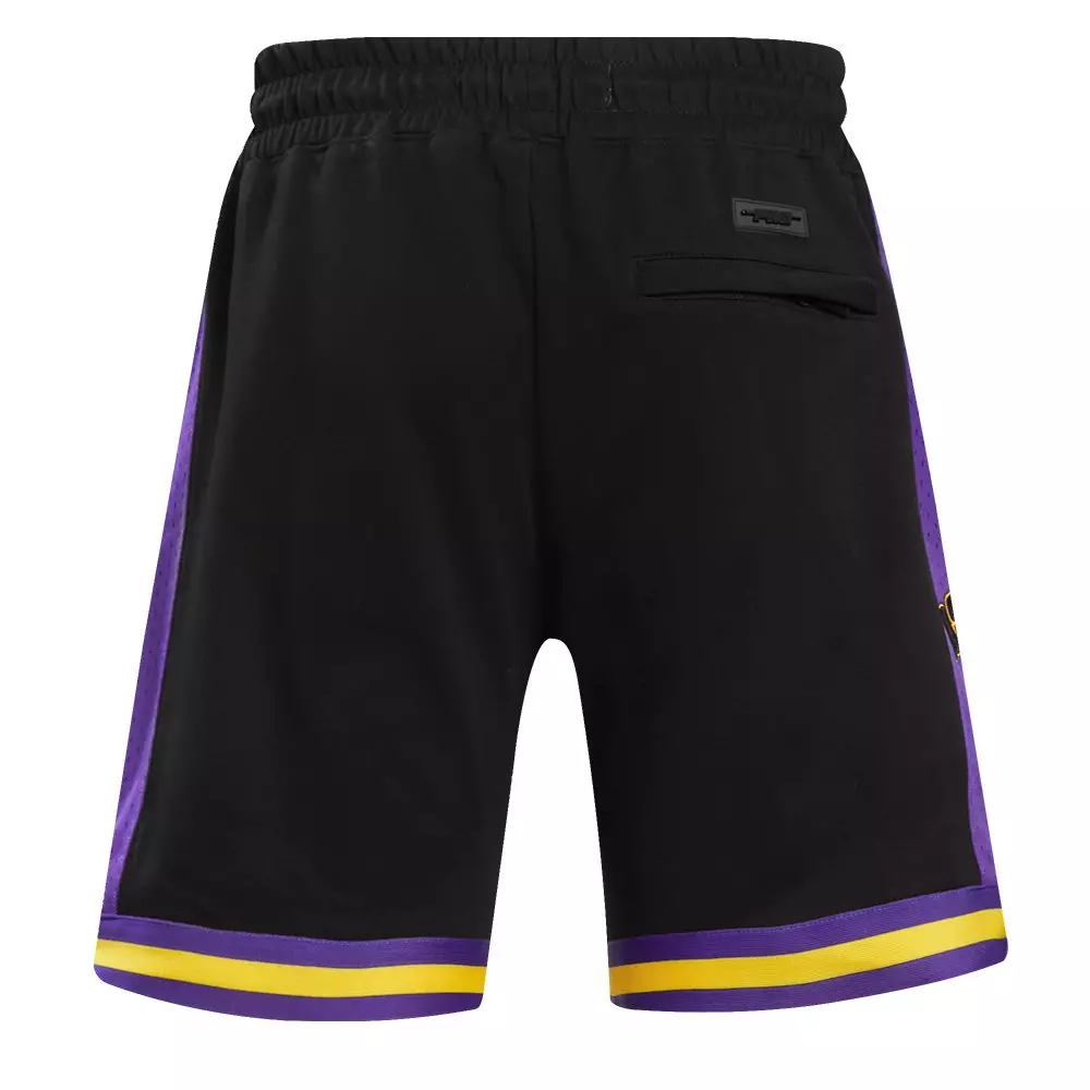 Pro Standard Men's NBA Los Angeles Lakers Retro Classic Double Knit Shorts -Black/Purple/Yellow - BLACK/PURPLE/YELLOW
