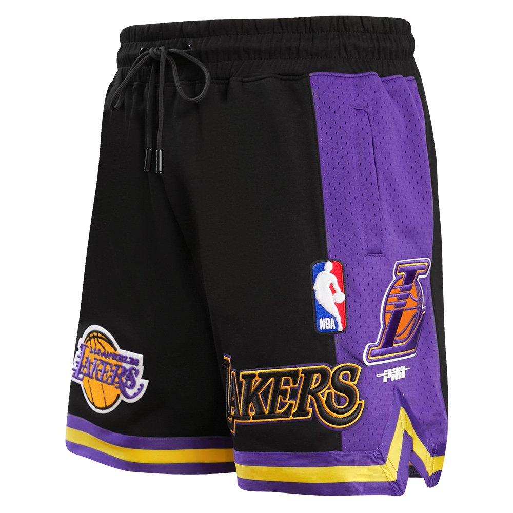 Pro Standard Men's NBA Los Angeles Lakers Retro Classic Double Knit Shorts - Black/Purple/Yellow - BLACK/PURPLE/YELLOW Thumbnail View 3