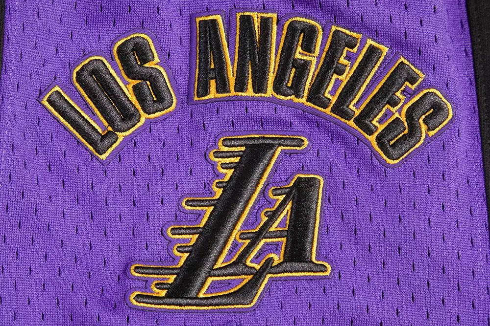 Pro Standard Men's NBA Los Angeles Lakers Retro Classic Double Knit Shorts - Black/Purple/Yellow - BLACK/PURPLE/YELLOW