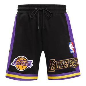 Pro Standard Men's NBA Los Angeles Lakers Retro Classic Double Knit Shorts -Black/Purple/Yellow