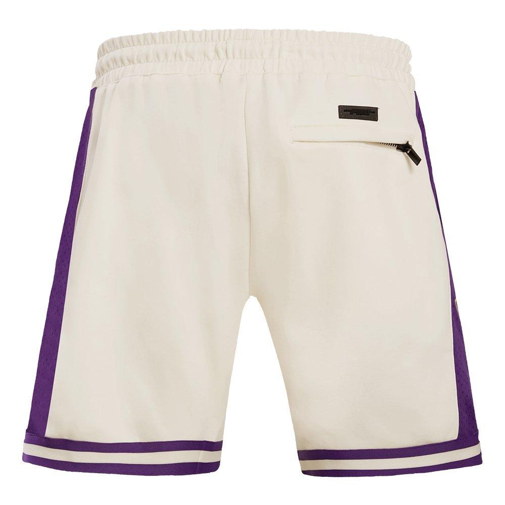 Pro Standard Men's NBA Los Angeles Lakers Retro Classic Double Knit Shorts - Eggshell/Purple - EGGSHELL/PURPLE Thumbnail View 2