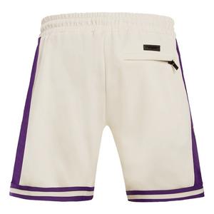 Pro Standard Men's NBA Los Angeles Lakers Retro Classic Double Knit Shorts -Eggshell/Purple