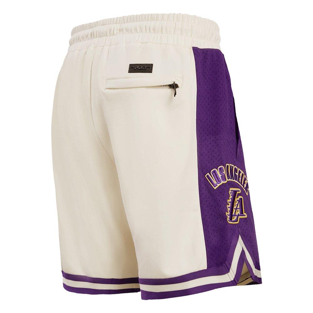 Pro Standard Men's NBA Los Angeles Lakers Retro Classic Double Knit Shorts - Eggshell/Purple - EGGSHELL/PURPLE Thumbnail View 4
