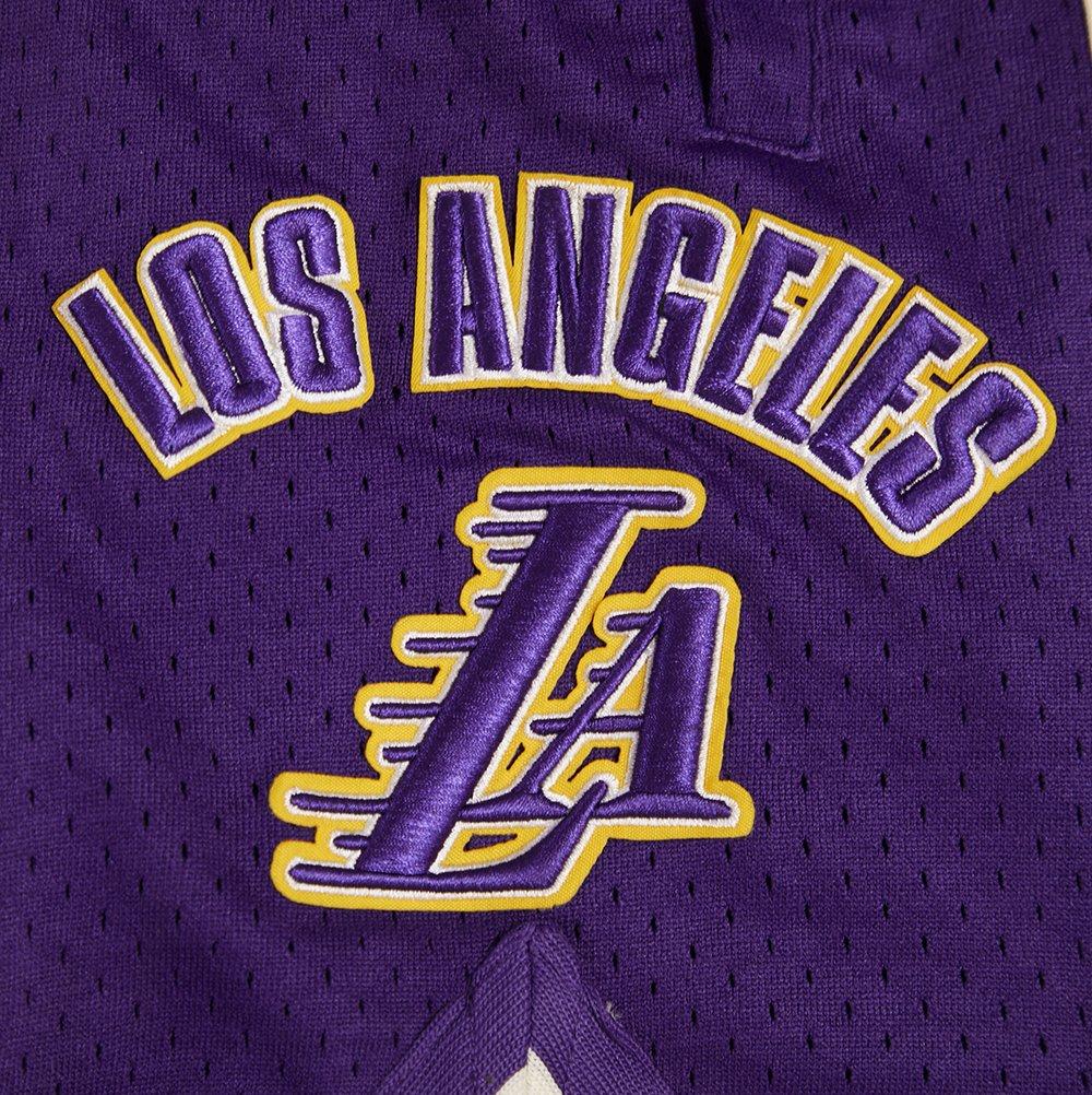 Pro Standard Men's NBA Los Angeles Lakers Retro Classic Double Knit Shorts -Eggshell/Purple - EGGSHELL/PURPLE Thumbnail View 8