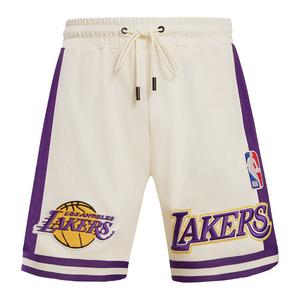 Pro Standard Men's NBA Los Angeles Lakers Retro Classic Double Knit Shorts -Eggshell/Purple