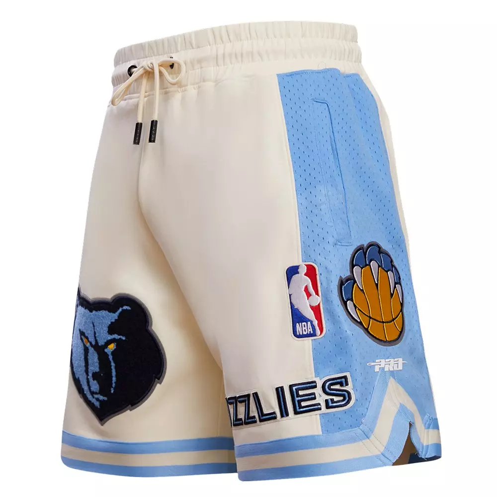 Pro Standard Men's NBA Memphis Grizzlies Retro Classic Double Knit Shorts - Eggshell/Blue - EGGSHELL/BLUE