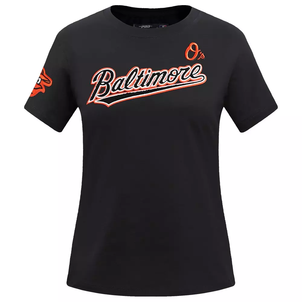 Pro Standard Women's MLB Baltimore Orioles Classic Short Sleeve SJ Slim Fit Top - Black - BLACK