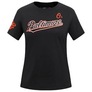 Pro Standard Women's MLB Baltimore Orioles Classic Short Sleeve SJ Slim Fit Top -Black