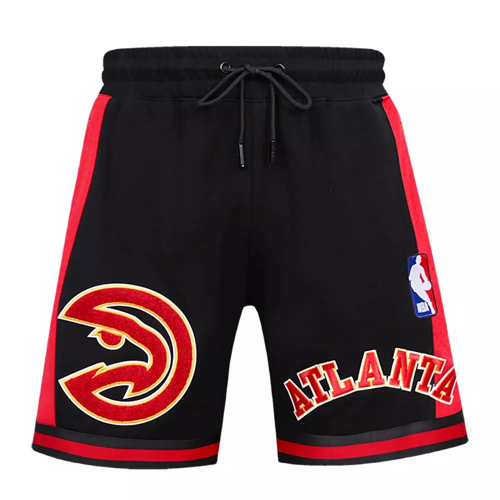 Pro Standard Men's NBA Atlanta Hawks Retro Classic Double Knit Shorts -Black/Red - BLACK/RED