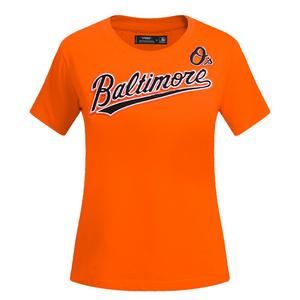 Pro Standard Women's MLB Baltimore Orioles Classic Short Sleeve SJ Slim Fit Top -Orange