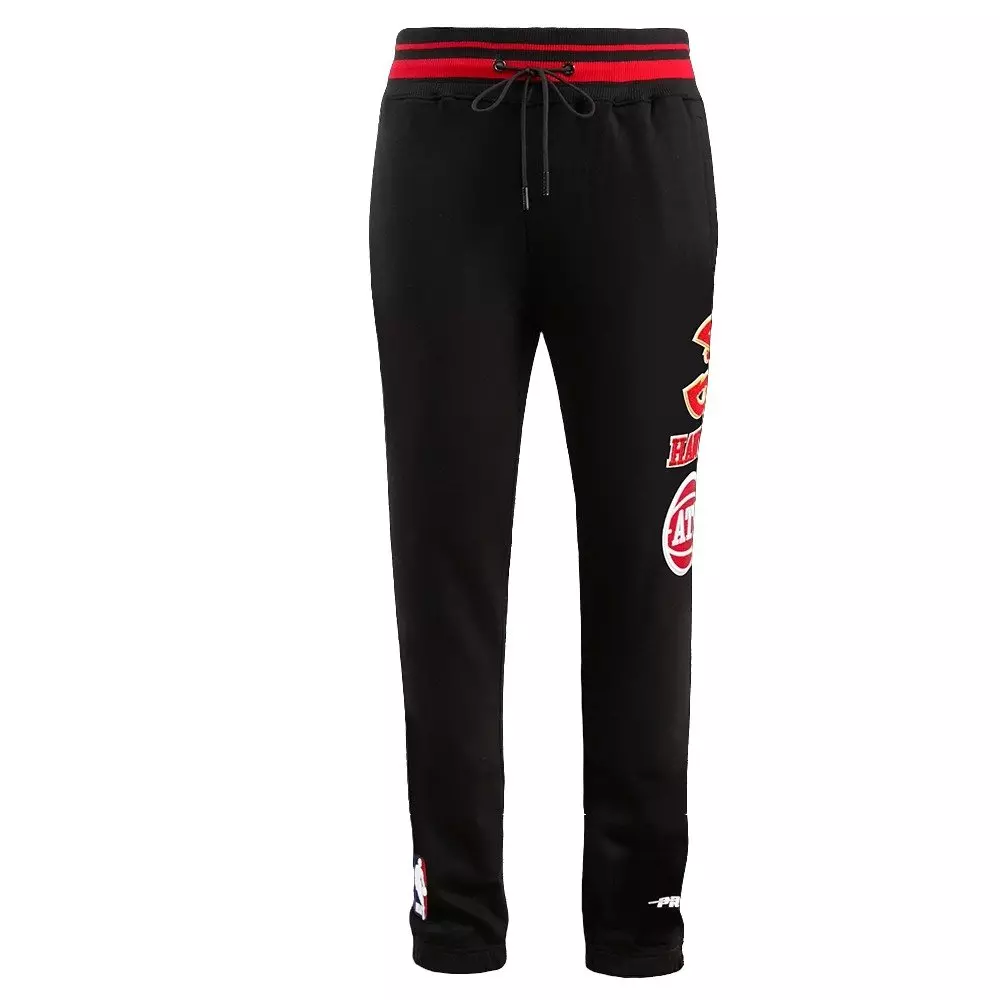 Pro Standard Men's NBA Atlanta Hawks Retro Classic Fleece Sweatpants -Black/Red - BLACK/RED