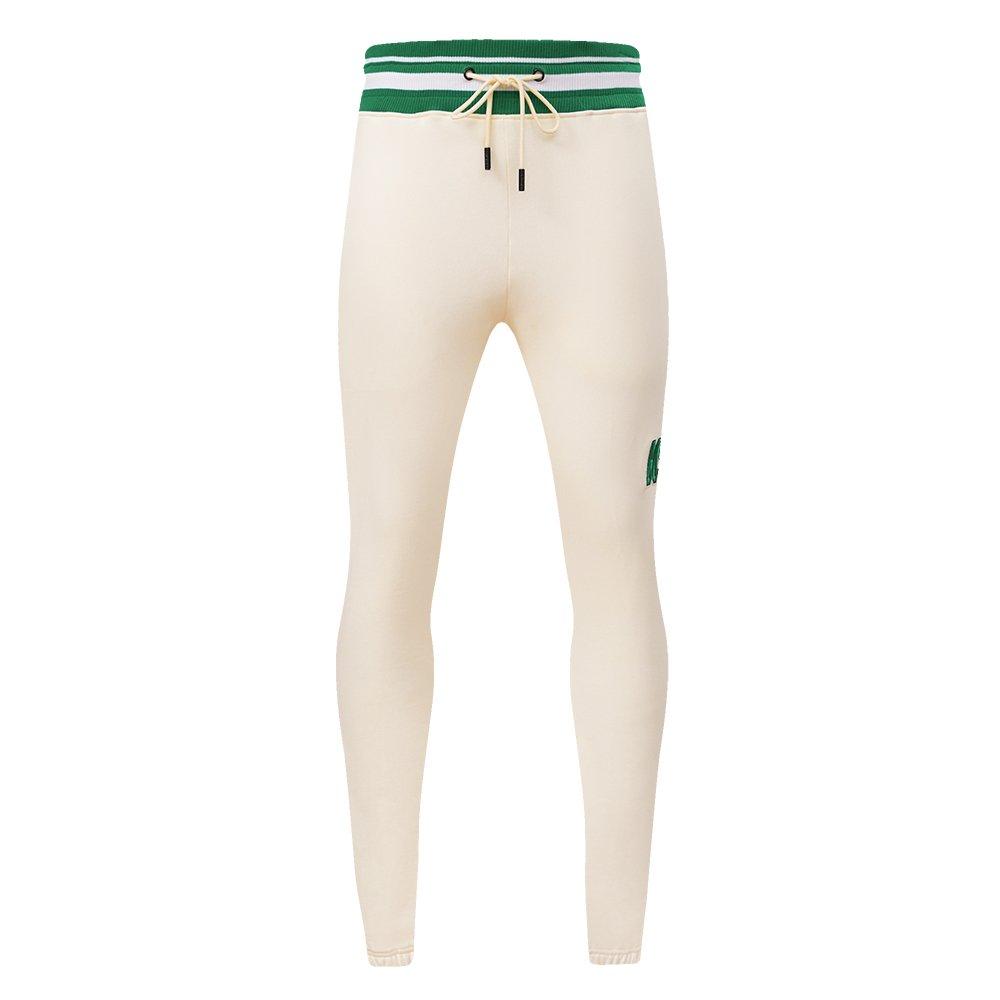 Pro Standard Men's NBA Boston Celtics Retro Classic Fleece Sweatpants -Eggshell/Kelly Green - EGGSHELL/KELLY GREEN Thumbnail View 1