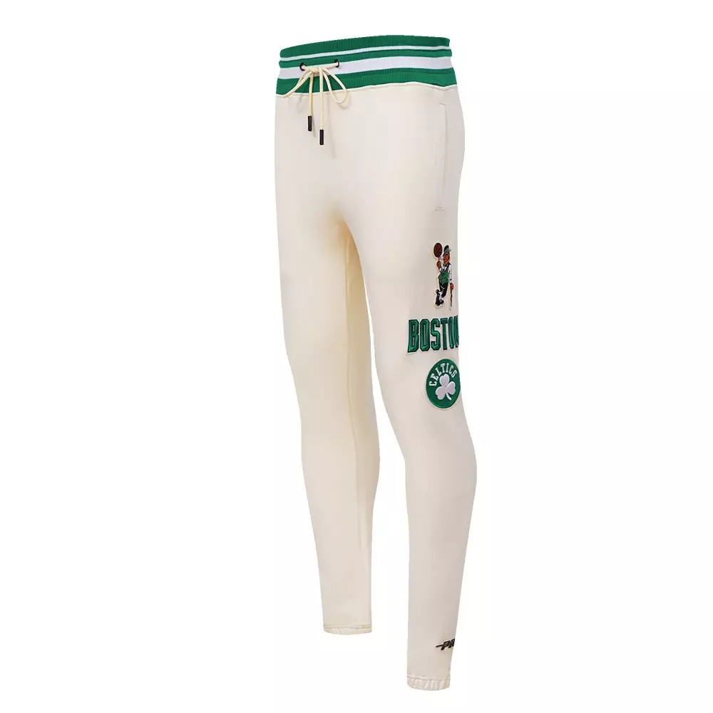 Pro Standard Men's NBA Boston Celtics Retro Classic Fleece Sweatpants -Eggshell/Kelly Green - EGGSHELL/KELLY GREEN