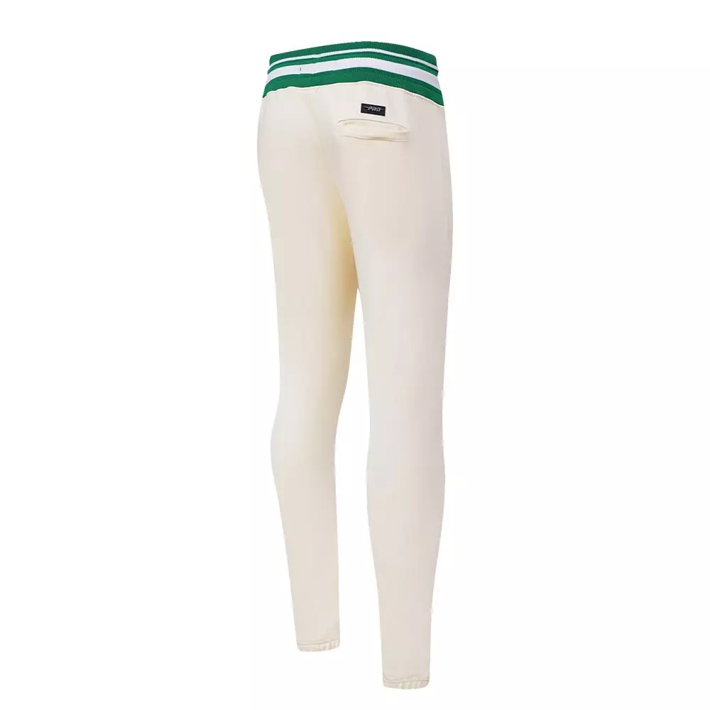 Pro Standard Men's NBA Boston Celtics Retro Classic Fleece Sweatpants -Eggshell/Kelly Green - EGGSHELL/KELLY GREEN