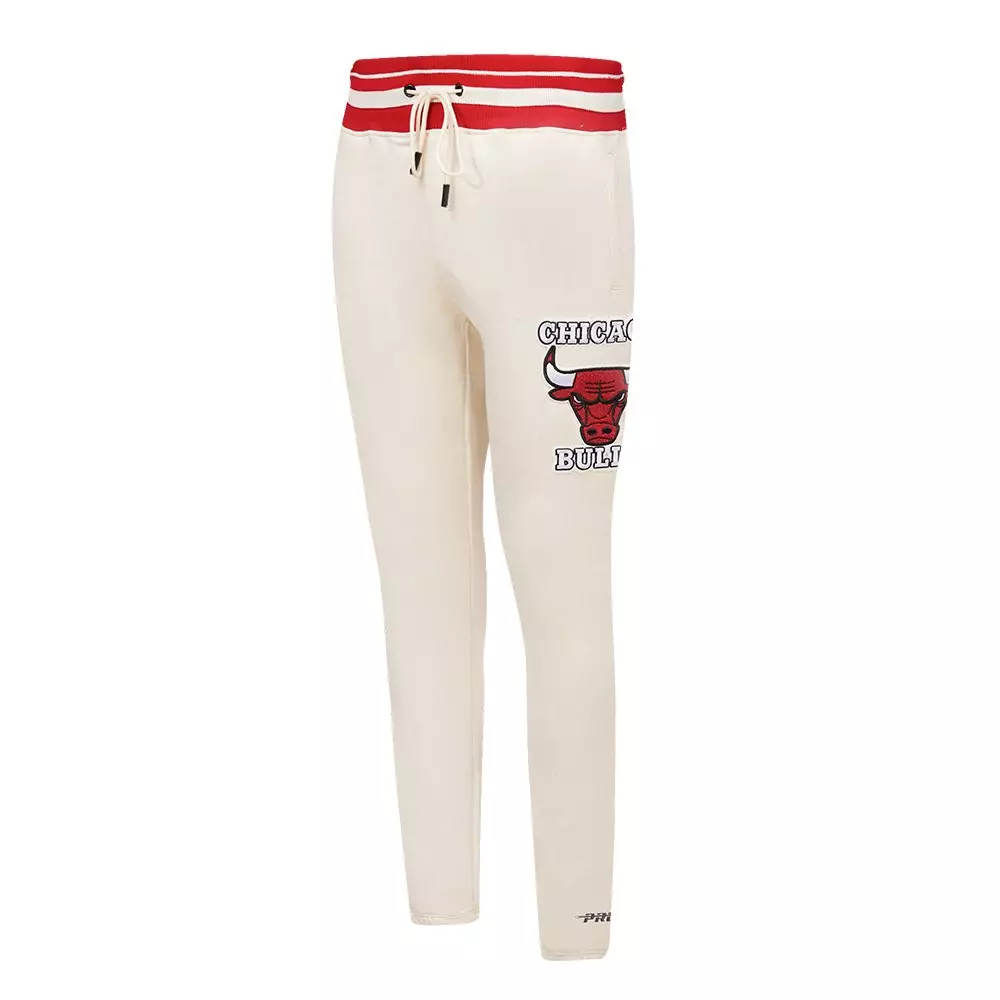 Pro Standard Men's NBA Chicago Bulls Retro Classic Fleece Sweatpants -Eggshell/Red - EGGSHELL/RED