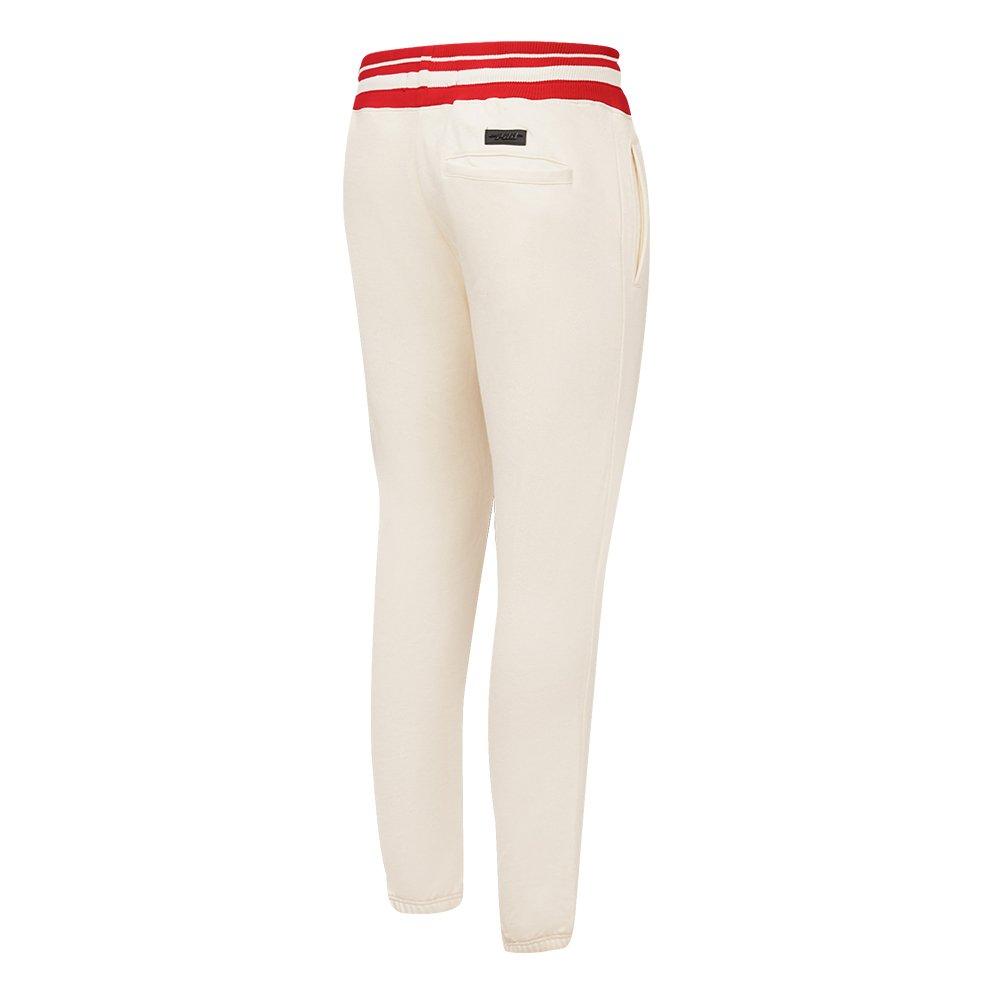 Pro Standard Men's NBA Chicago Bulls Retro Classic Fleece Sweatpants -Eggshell/Red - EGGSHELL/RED Thumbnail View 4