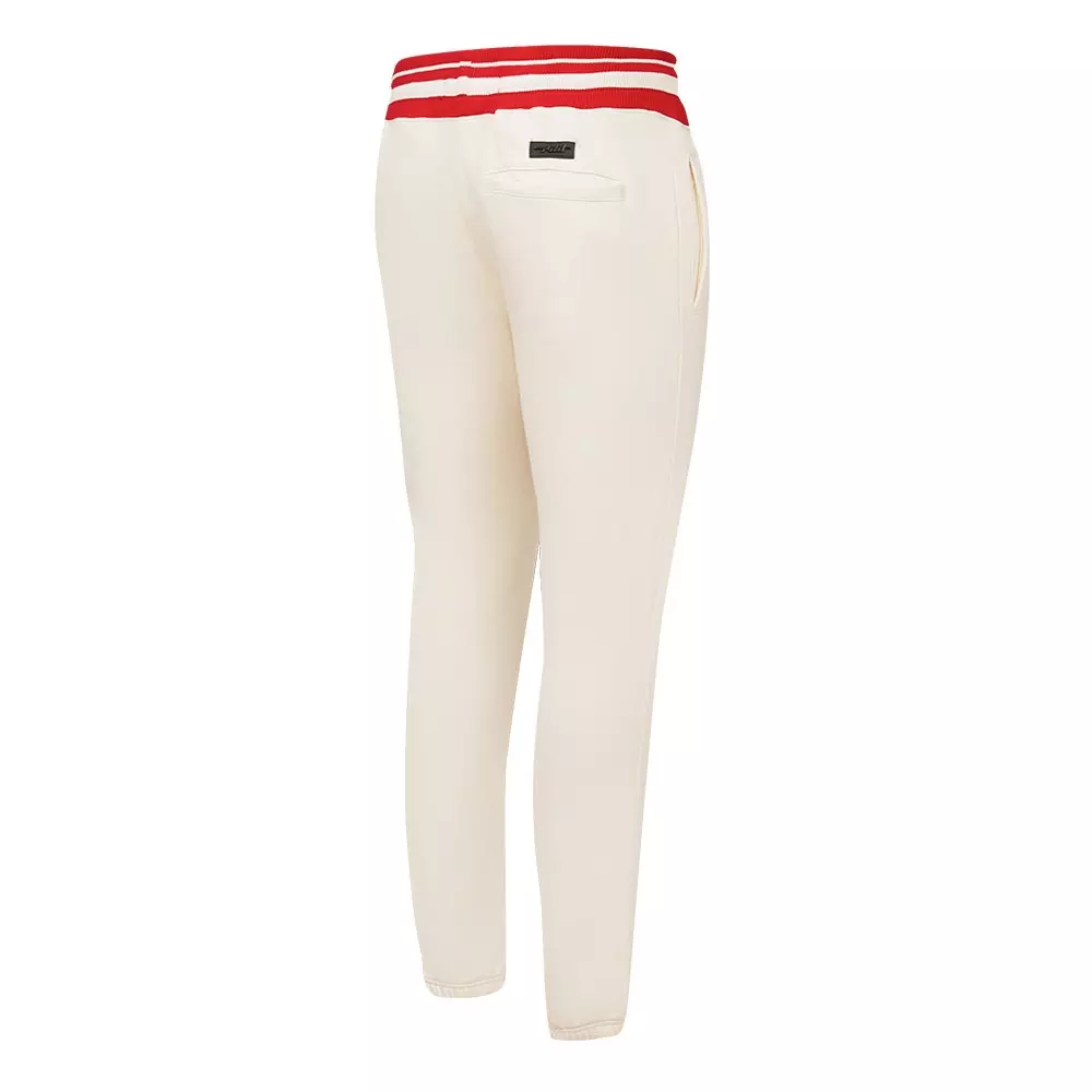 Pro Standard Men's NBA Chicago Bulls Retro Classic Fleece Sweatpants -Eggshell/Red - EGGSHELL/RED