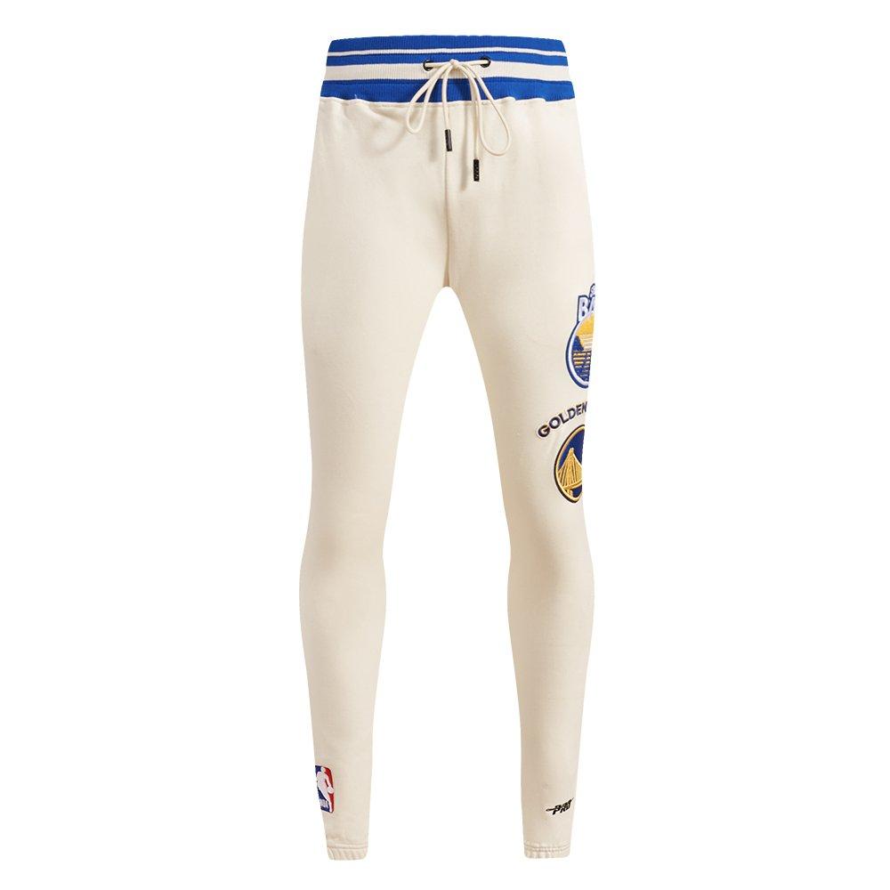 Pro Standard Men's NBA Golden State Warriors Retro Classic Fleece Sweatpants -Eggshell/Royal - EGGSHELL/ROYAL BLUE Thumbnail View 1