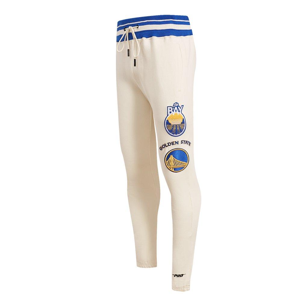 Pro Standard Men's NBA Golden State Warriors Retro Classic Fleece Sweatpants -Eggshell/Royal - EGGSHELL/ROYAL BLUE Thumbnail View 3