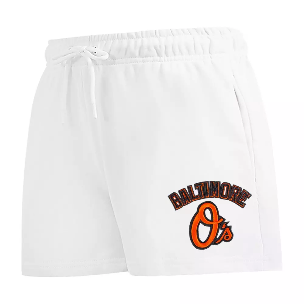 Pro Standard Women's MLB Baltimore Orioles Classic Fleece Shorts -White - WHITE
