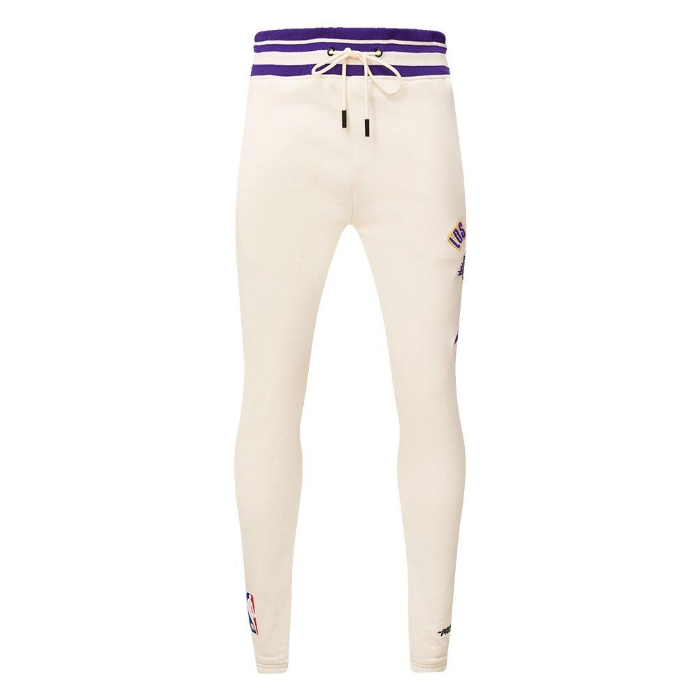 Pro Standard Men's NBA Los Angeles Lakers Retro Classic Fleece Sweatpants -Eggshell/Purple - EGGSHELL/PURPLE Thumbnail View 1