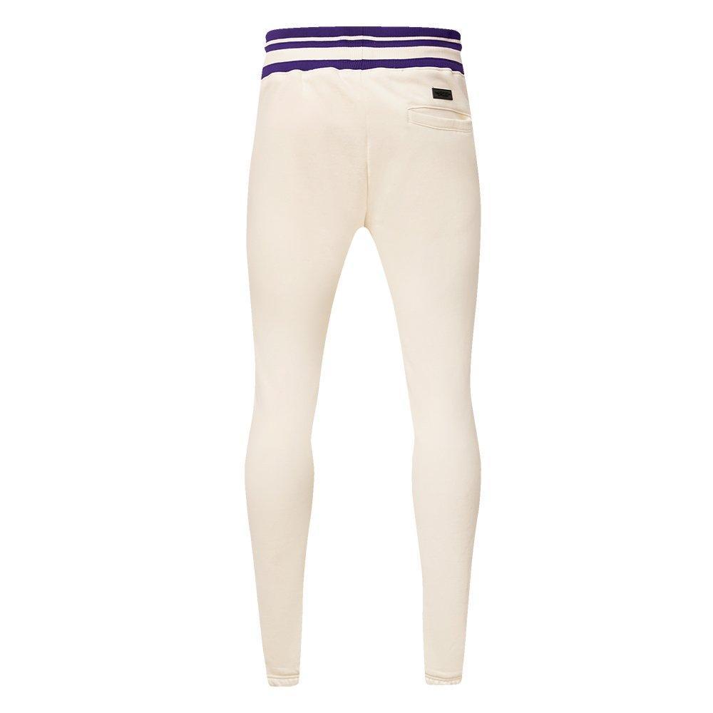 Pro Standard Men's NBA Los Angeles Lakers Retro Classic Fleece Sweatpants - Eggshell/Purple - EGGSHELL/PURPLE Thumbnail View 2