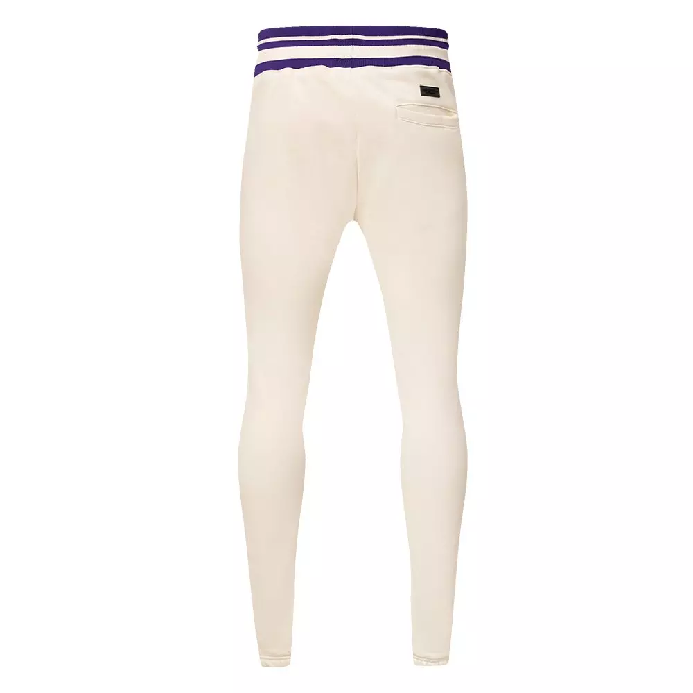 Pro Standard Men's NBA Los Angeles Lakers Retro Classic Fleece Sweatpants -Eggshell/Purple - EGGSHELL/PURPLE