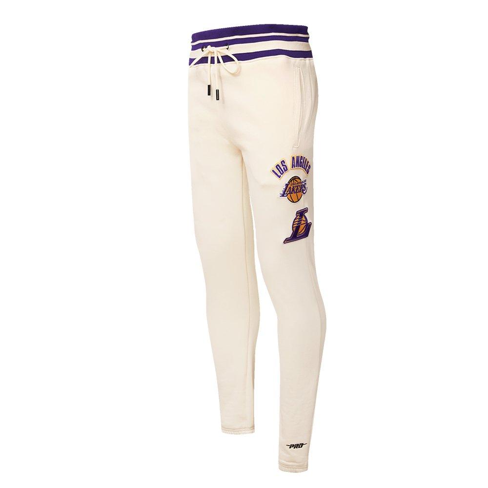 Pro Standard Men's NBA Los Angeles Lakers Retro Classic Fleece Sweatpants - Eggshell/Purple - EGGSHELL/PURPLE Thumbnail View 3