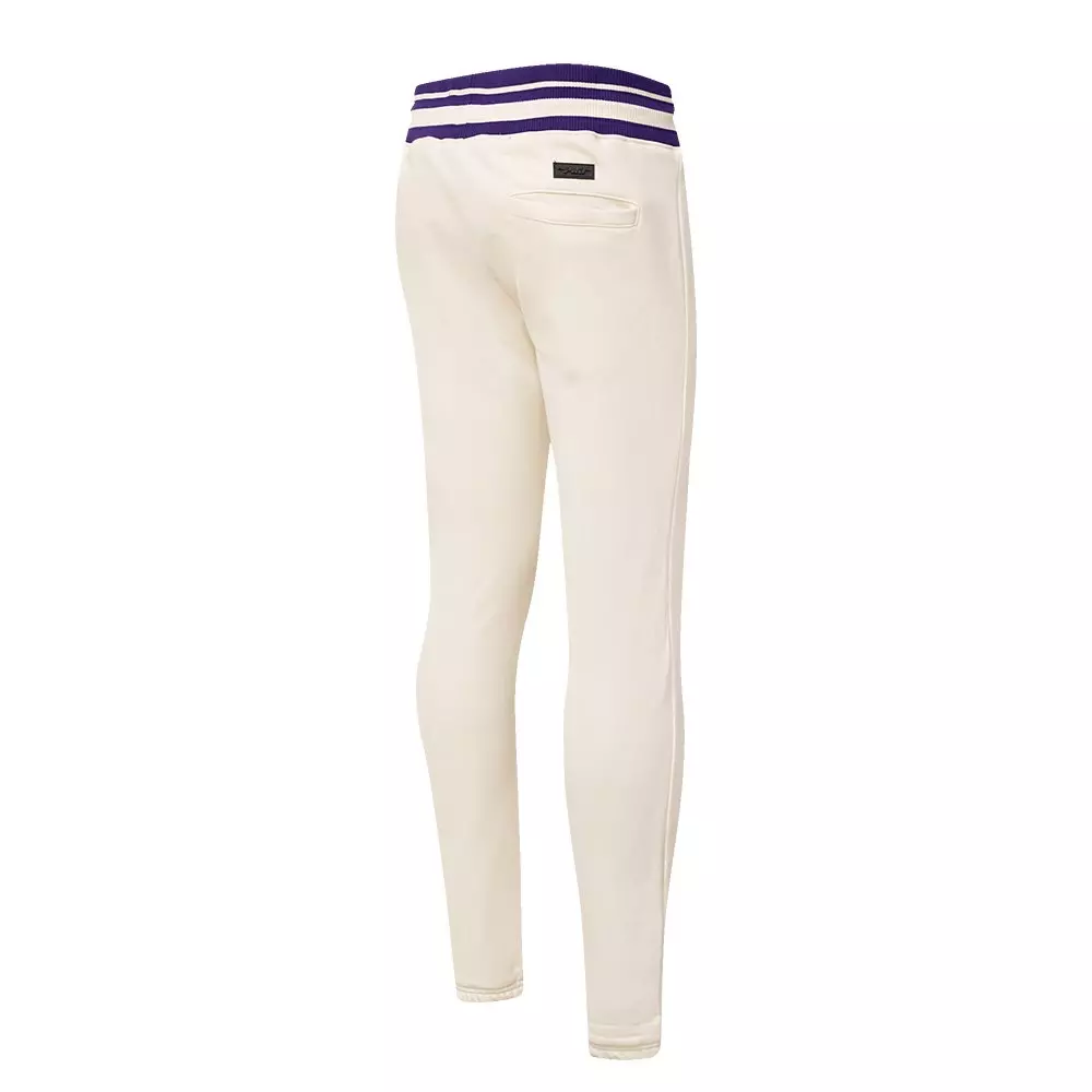 Pro Standard Men's NBA Los Angeles Lakers Retro Classic Fleece Sweatpants - Eggshell/Purple - EGGSHELL/PURPLE