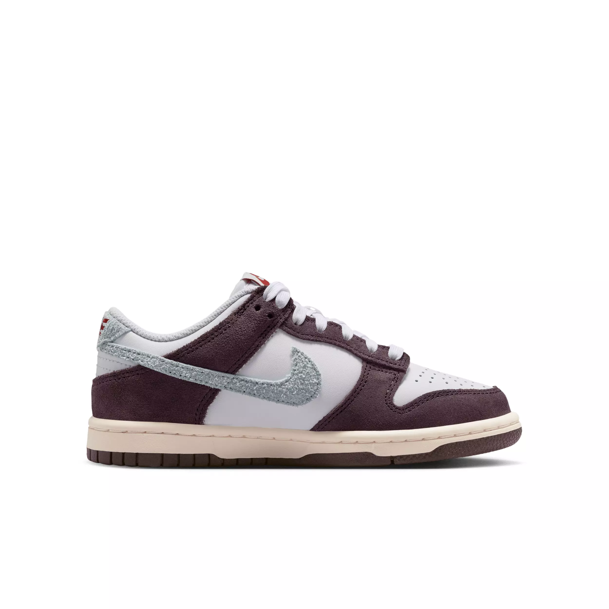 Nike Dunk Low SE "White/Burgundy Ash/Team Crimson/Glacier Blue" Grade School Boys' Shoe - WHITE/BURGUNDY/CRIMSON/BLUE