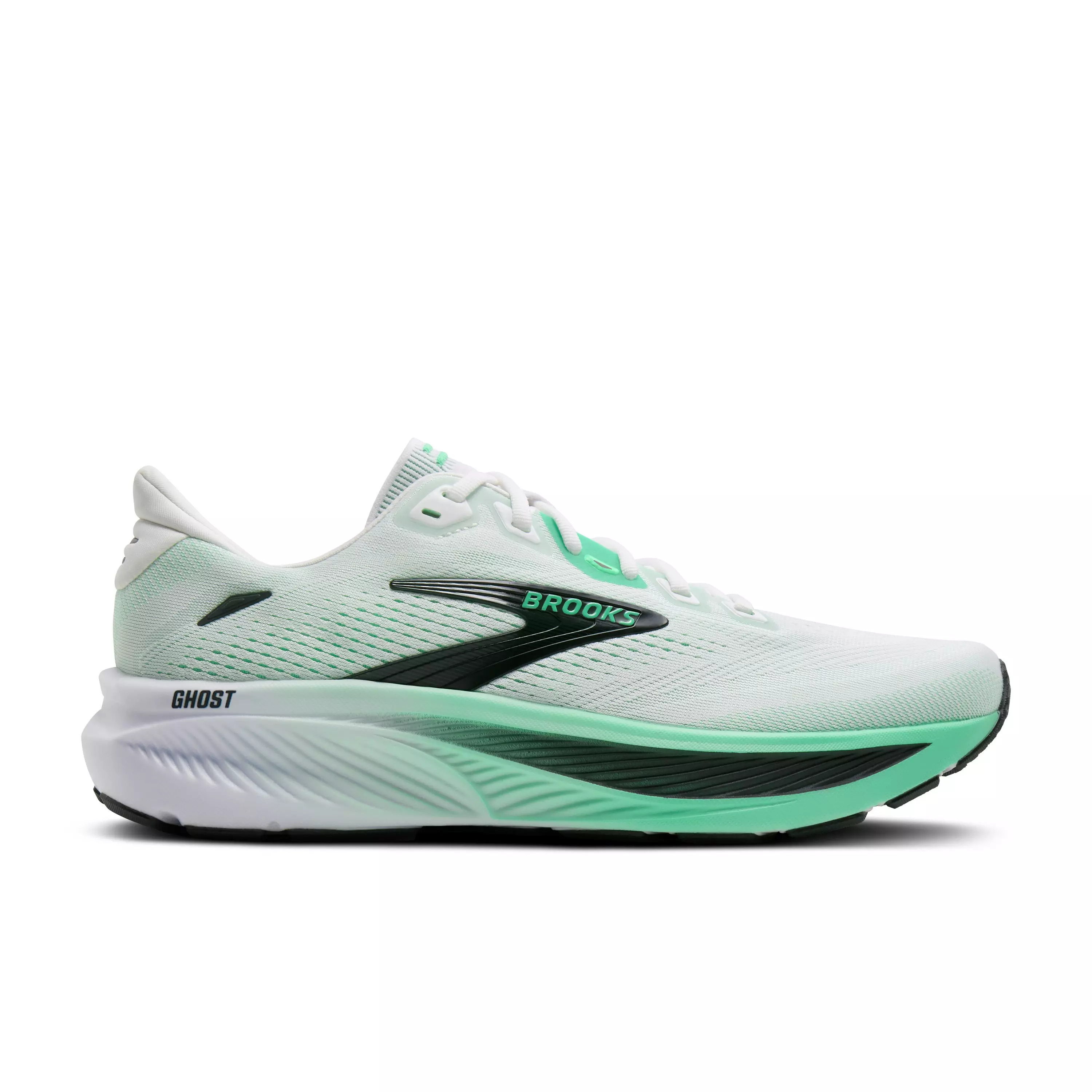 Brooks Ghost 18 "White/Spring Bud/Spruce" Men's Running Shoe - WHITE/SPRING/SPRUCE