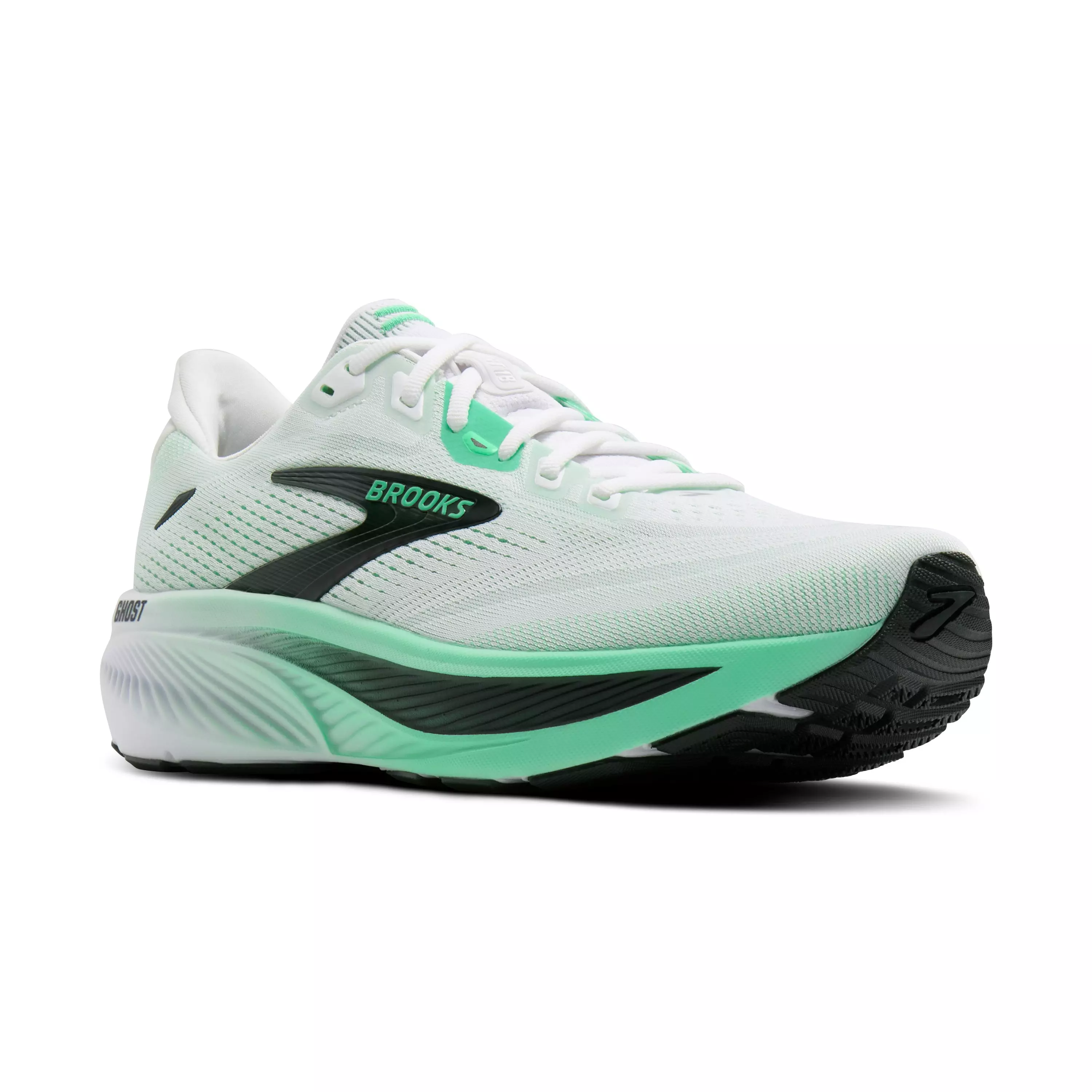 Brooks Ghost 18 "White/Spring Bud/Spruce" Men's Running Shoe - WHITE/SPRING/SPRUCE