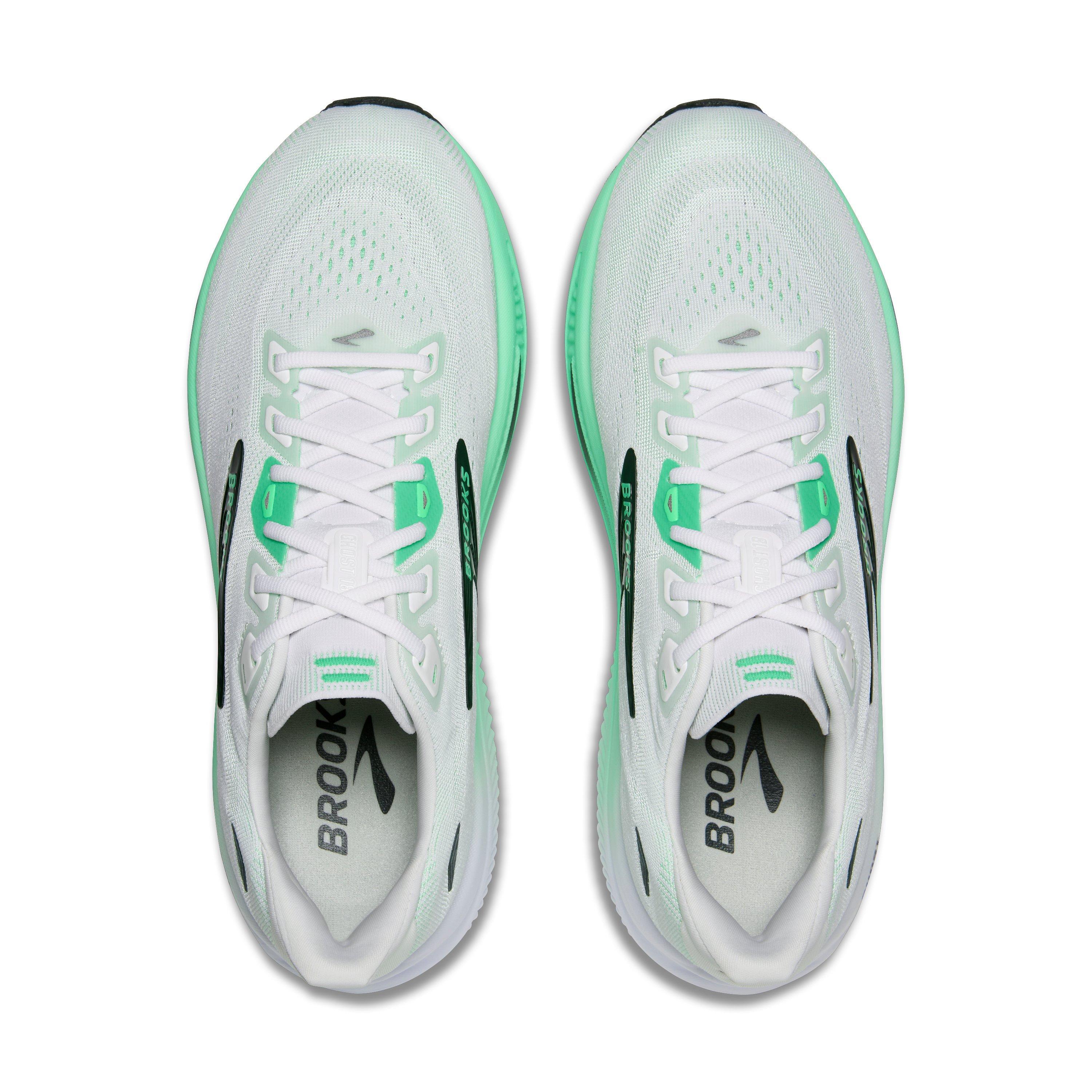 Brooks Ghost 18 "White/Spring Bud/Spruce" Men's Running Shoe - WHITE/SPRING/SPRUCE