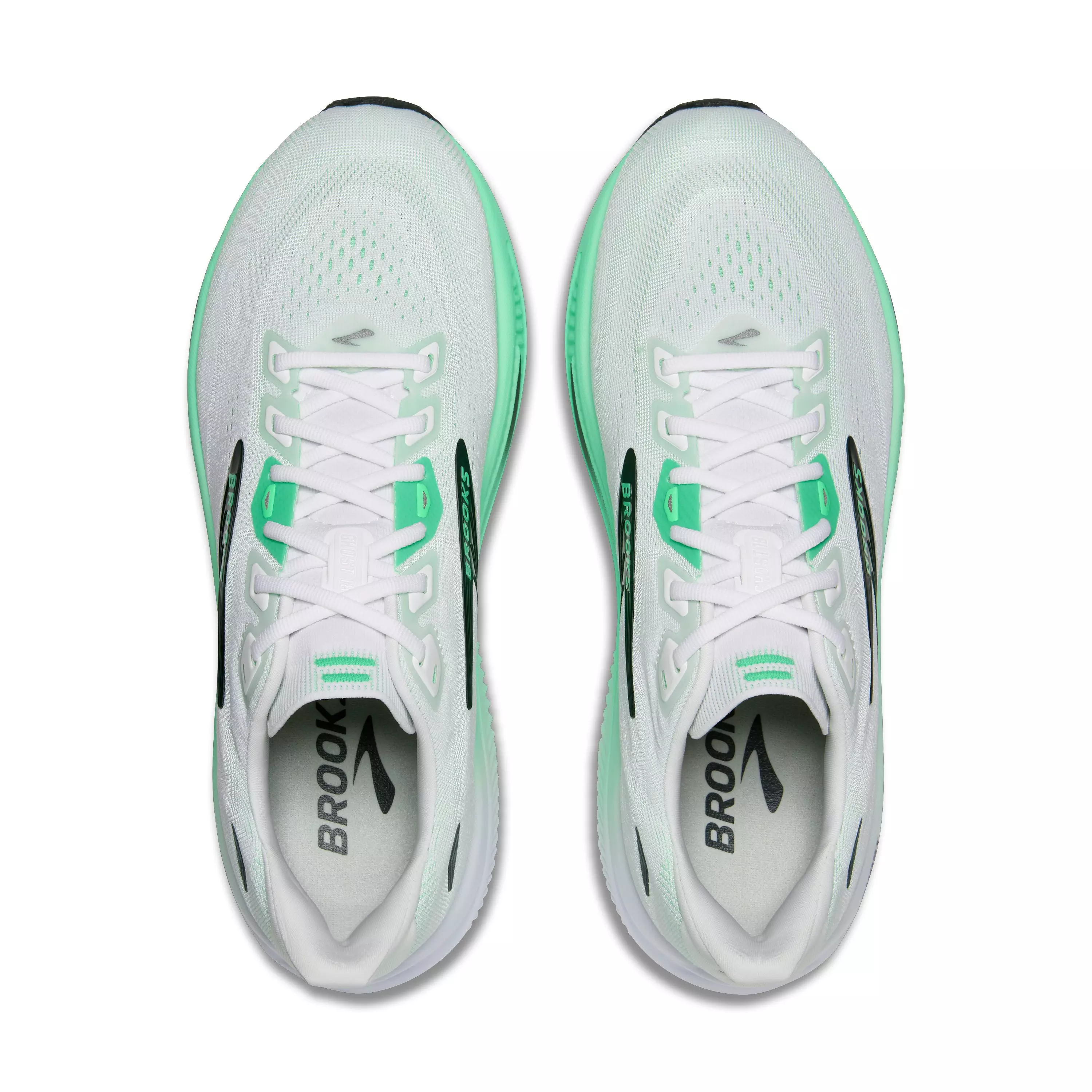 Brooks Ghost 18 "White/Spring Bud/Spruce" Men's Running Shoe - WHITE/SPRING/SPRUCE