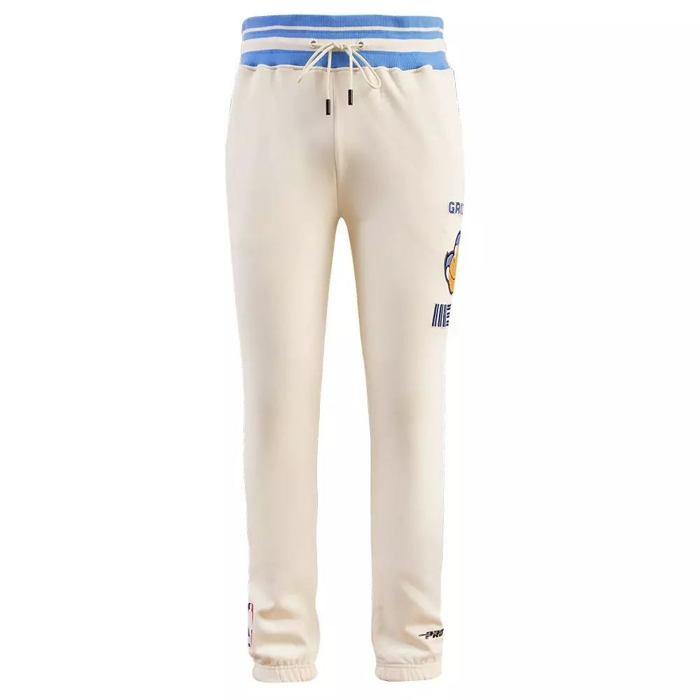 Pro Standard Men's NBA Memphis Grizzlies Retro Classic Fleece Sweatpants - Eggshell/Blue - EGGSHELL/BLUE